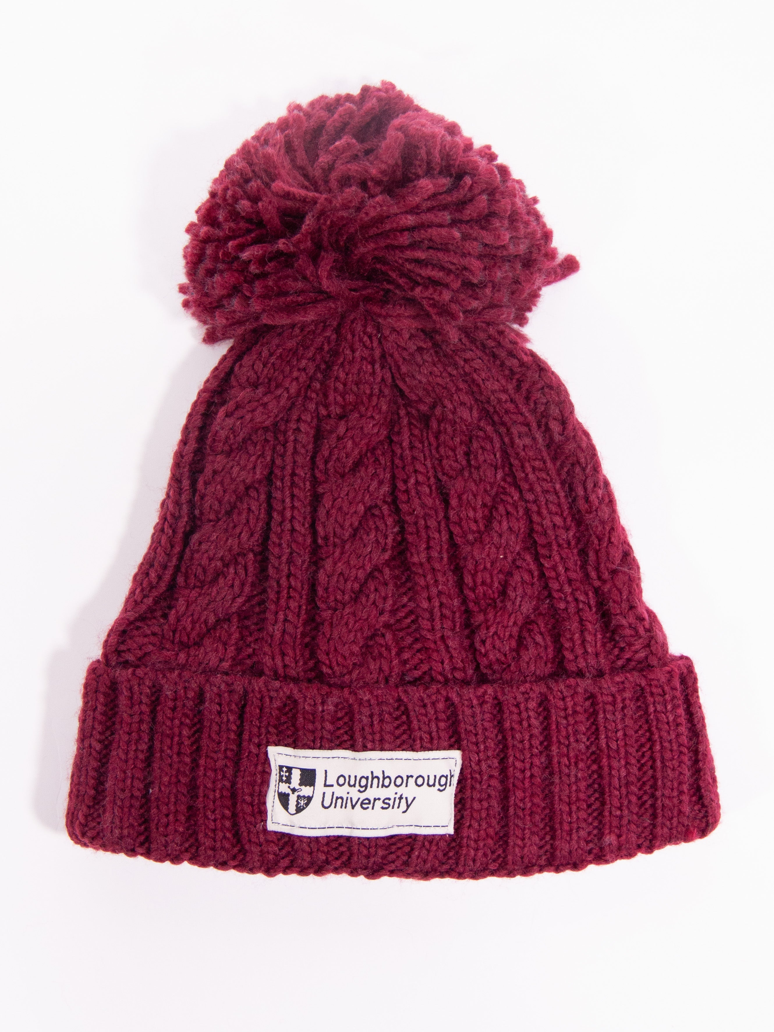 Cable Knit Beanie - Burgundy