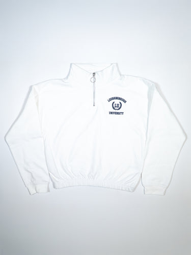 White 1/4 Zip Crop Sweatshirt